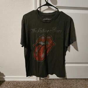 Rolling Stones T Shirt Medium Gray Band Tee Graphic Tongue Logo Rock & Roll